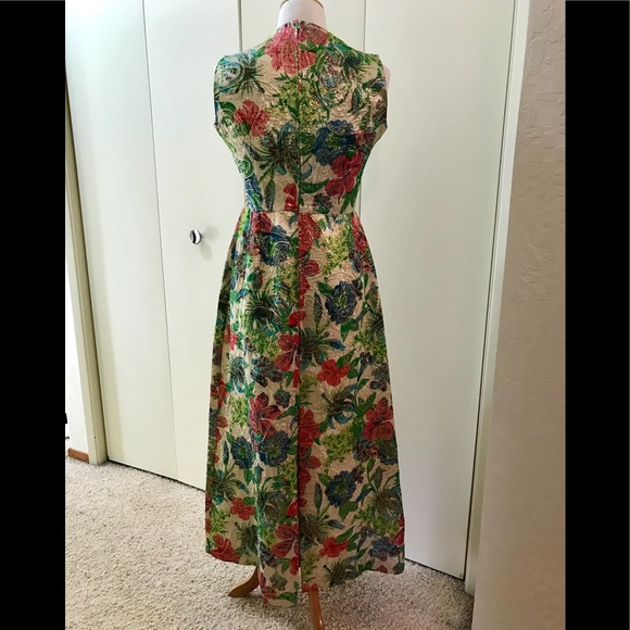 Vintage Brocade Sleeveless Maxi Dress - Picture 3 of 4